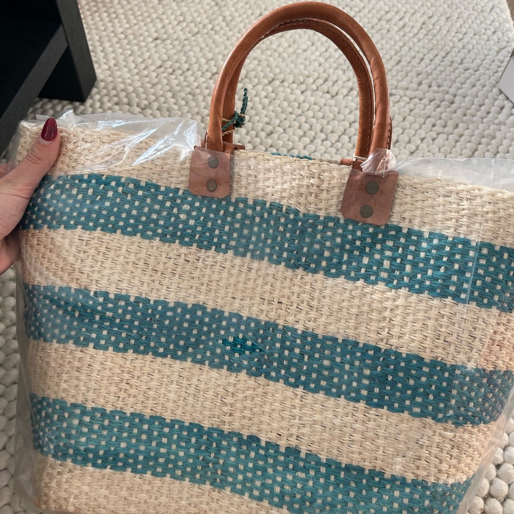 Mar Y Sol Teal and Cream Tote Bag - Picture 3 of 5
